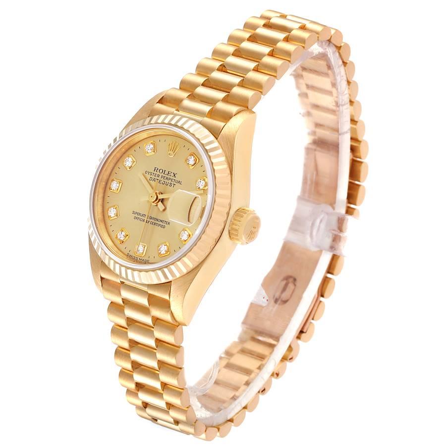 Women's Rolex President Datejust Yellow Gold Diamond Dial Ladies Watch 69178