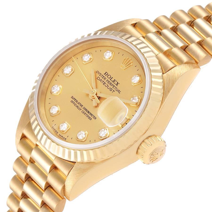 Women's Rolex President Datejust Yellow Gold Diamond Dial Ladies Watch 69178