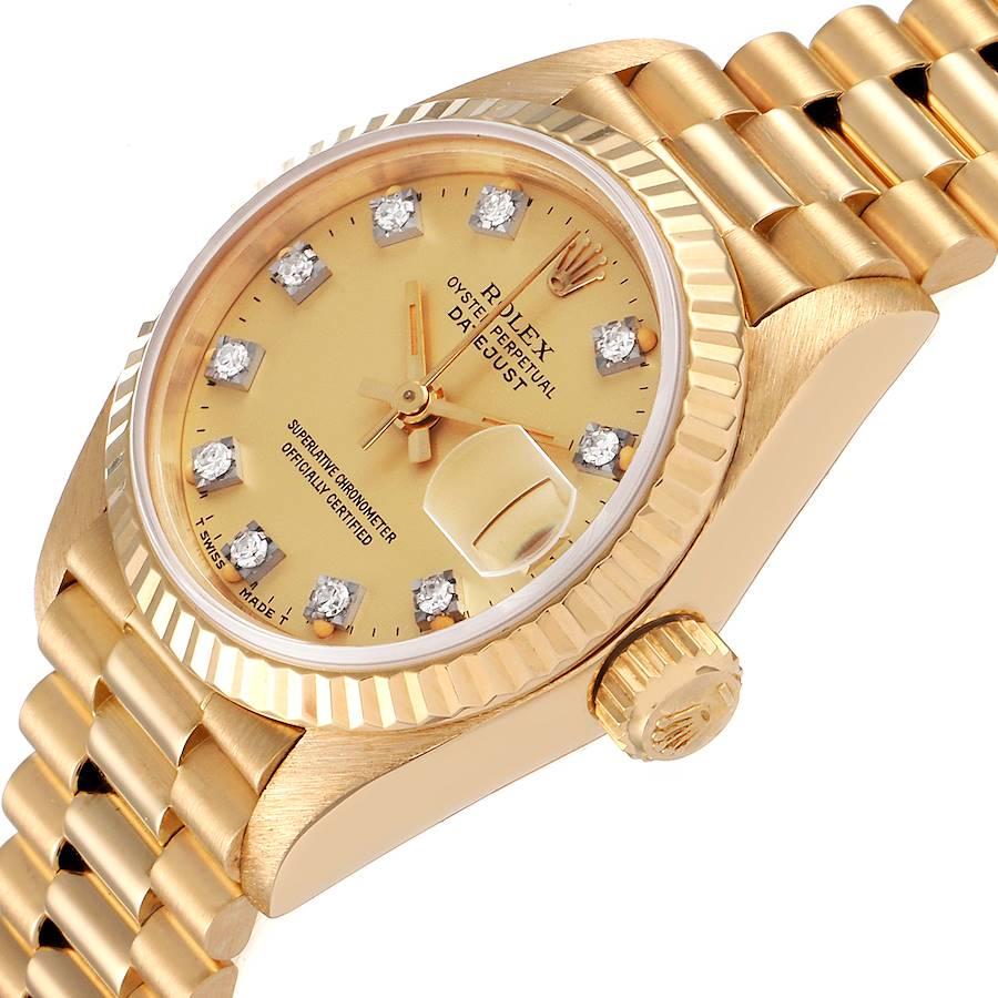 Rolex President Datejust Yellow Gold Diamond Dial Ladies Watch 69178 For Sale 1