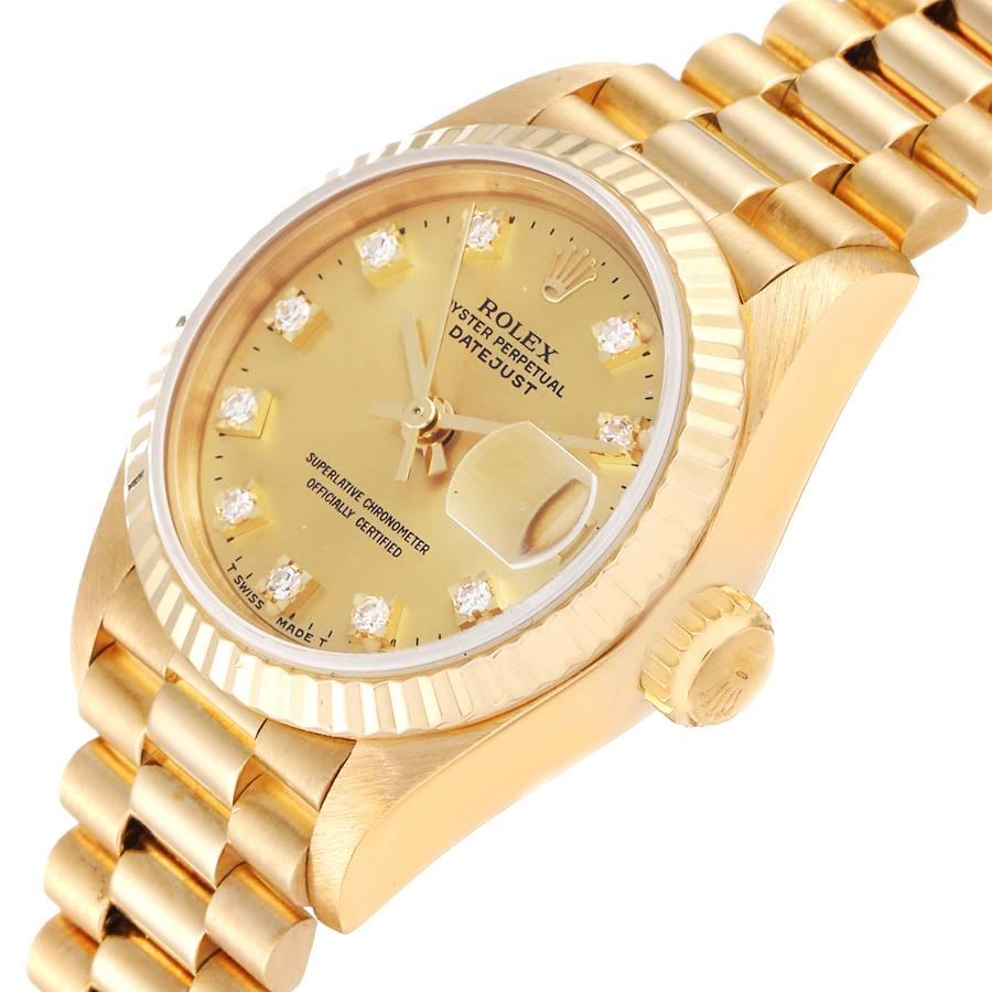 Rolex President Datejust Yellow Gold Diamond Dial Ladies Watch 69178 For Sale 1