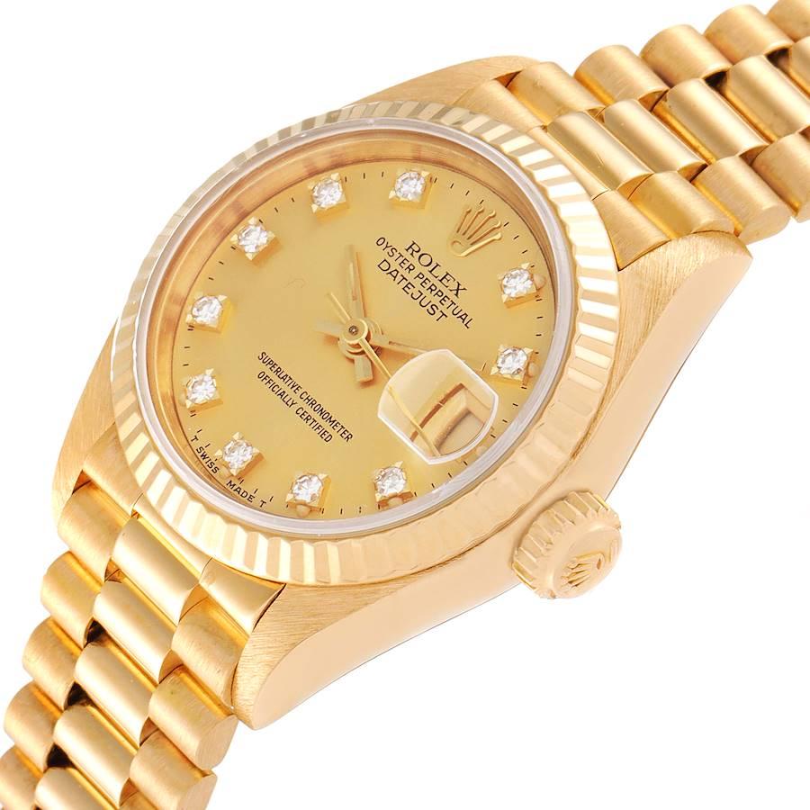 Rolex President Datejust Yellow Gold Diamond Dial Ladies Watch 69178 For Sale 1