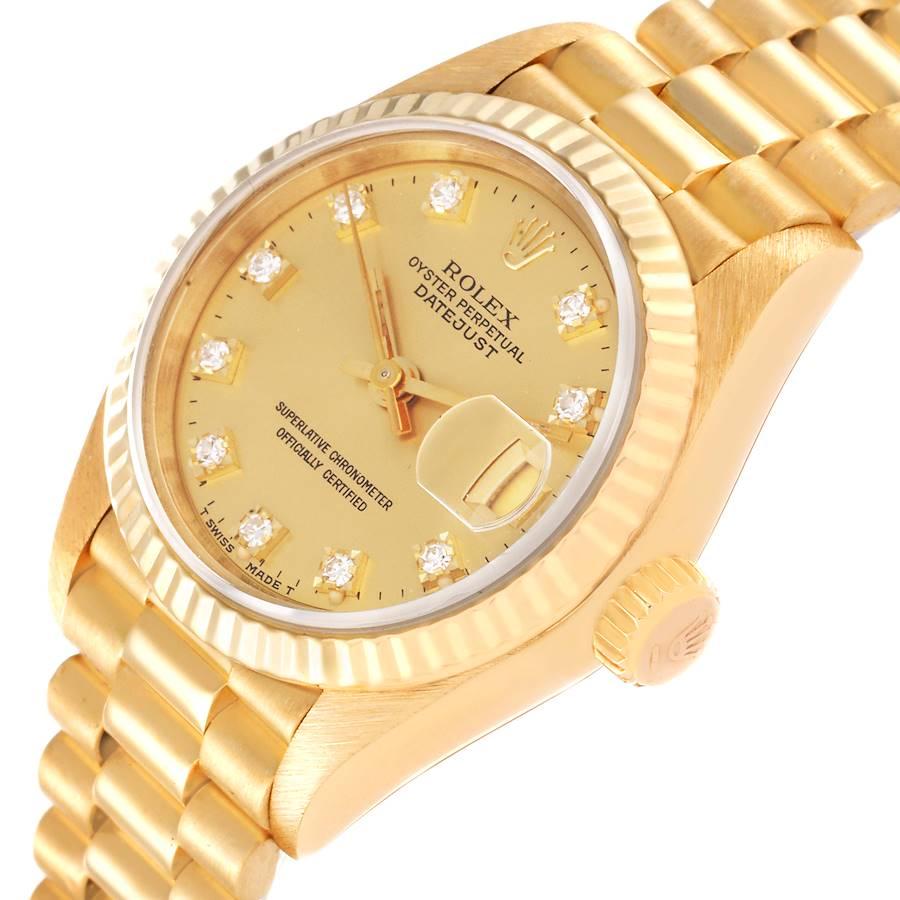 Rolex President Datejust Yellow Gold Diamond Dial Ladies Watch 69178 1