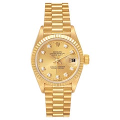 Rolex President Datejust Yellow Gold Diamond Dial Ladies Watch 69178