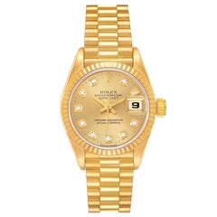 Rolex President Datejust Yellow Gold Diamond Dial Ladies Watch 69178