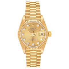 Vintage Rolex President Datejust Yellow Gold Diamond Dial Ladies Watch 69178