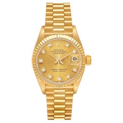 Rolex President Datejust Yellow Gold Diamond Dial Ladies Watch 69178