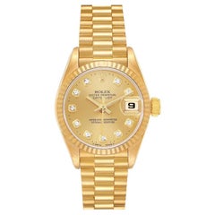 Vintage Rolex President Datejust Yellow Gold Diamond Dial Ladies Watch 69178