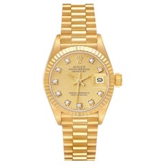 Rolex President Datejust Yellow Gold Diamond Dial Ladies Watch 69178