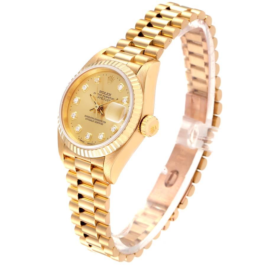 Women's Rolex President Datejust Yellow Gold Diamond Dial Ladies Watch 69178 Papers For Sale
