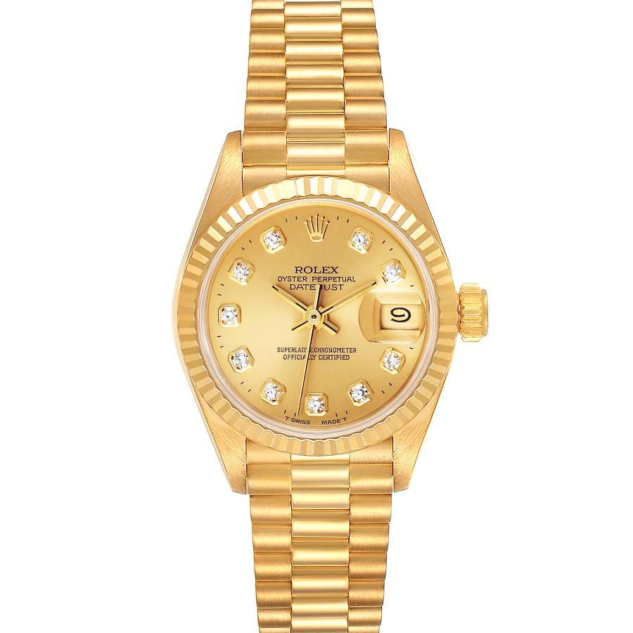 Rolex President Datejust Yellow Gold Diamond Dial Ladies Watch 69178 Papers