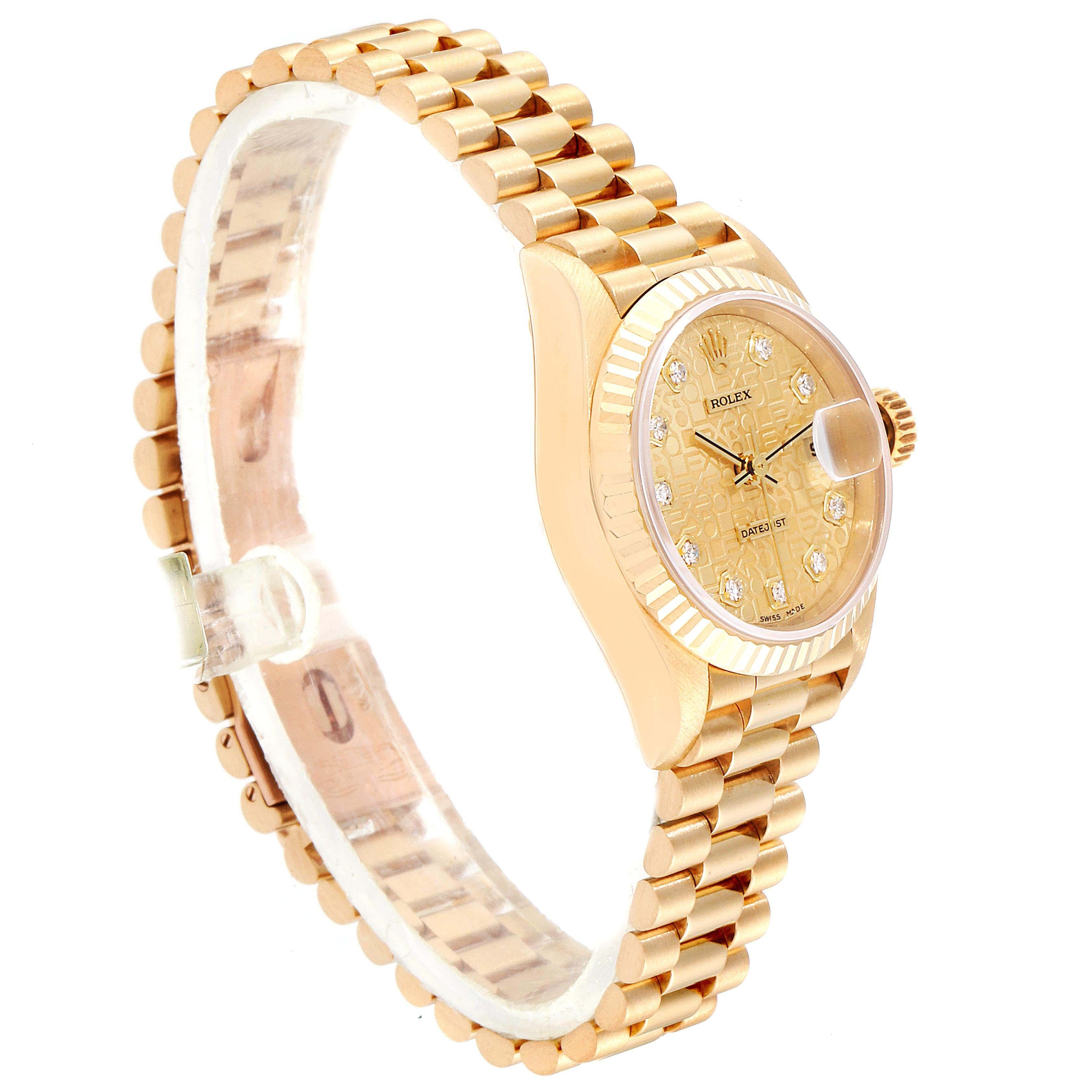 Rolex President Datejust Yellow Gold Diamond Dial Ladies Watch 79178 In Excellent Condition In Atlanta, GA