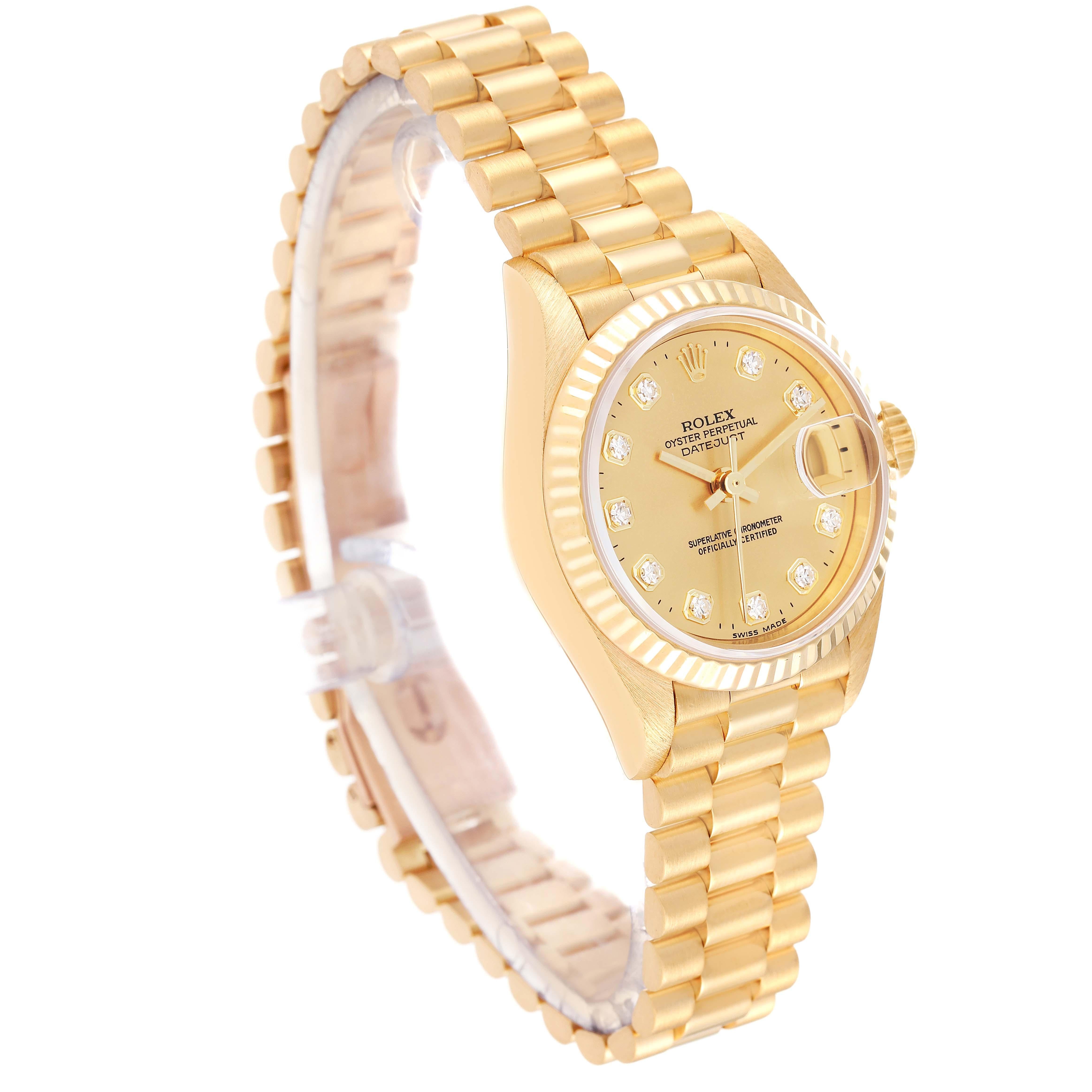 Rolex President Datejust Yellow Gold Diamond Dial Ladies Watch 79178 In Excellent Condition In Atlanta, GA