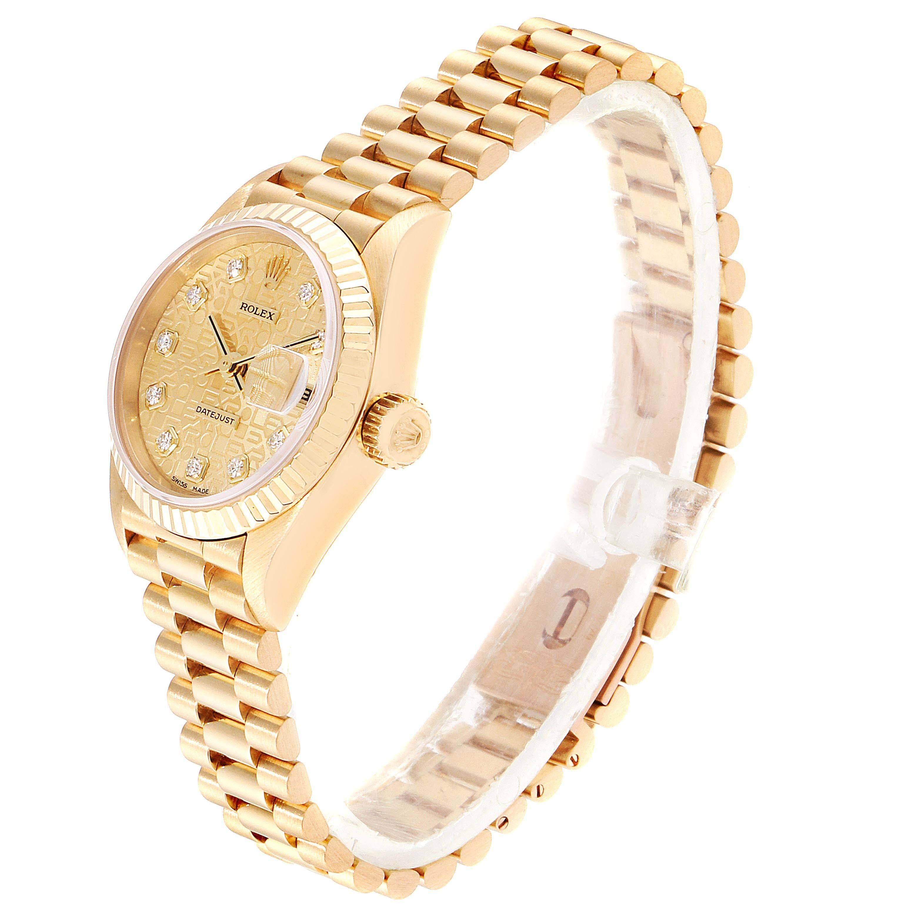 Women's Rolex President Datejust Yellow Gold Diamond Dial Ladies Watch 79178