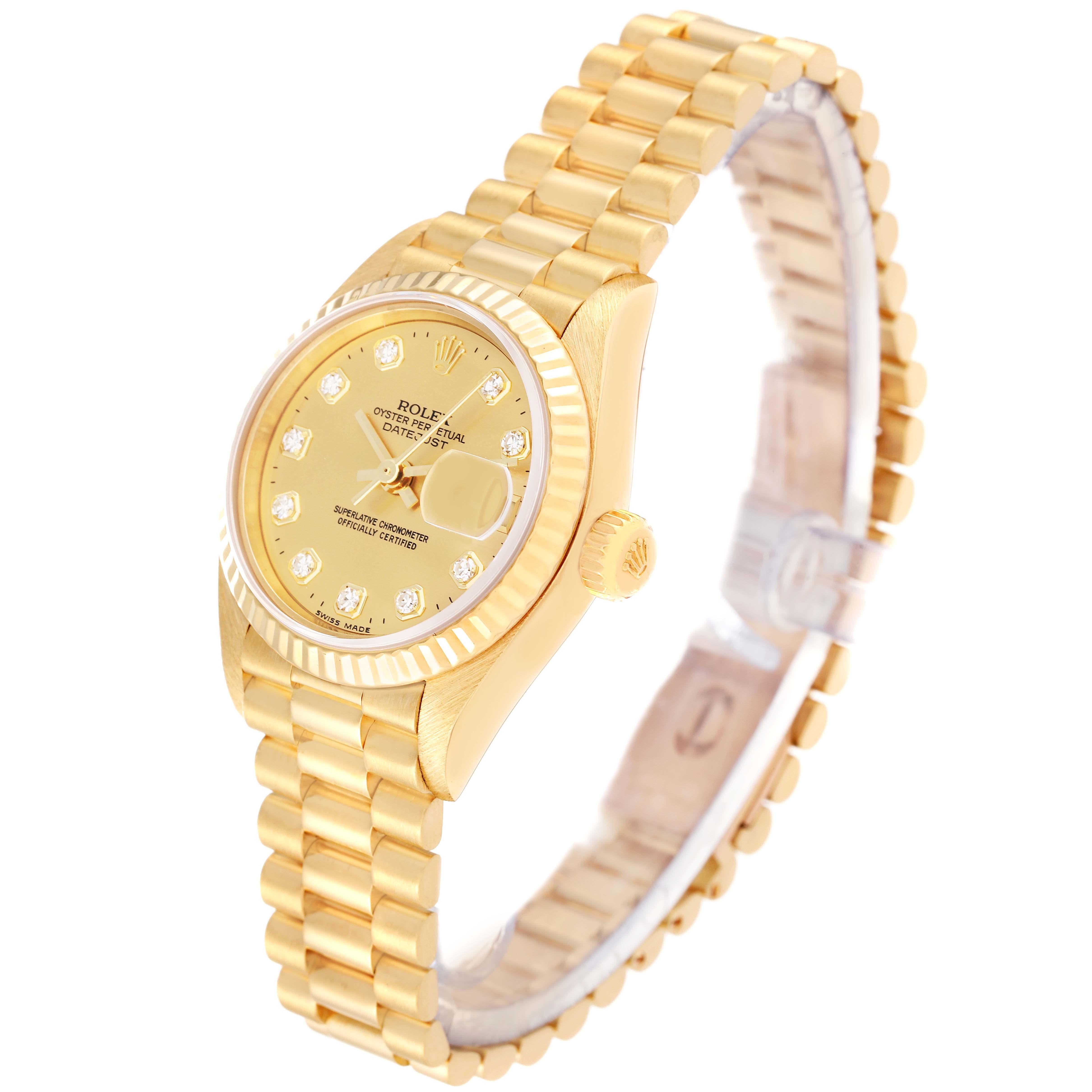 Women's Rolex President Datejust Yellow Gold Diamond Dial Ladies Watch 79178