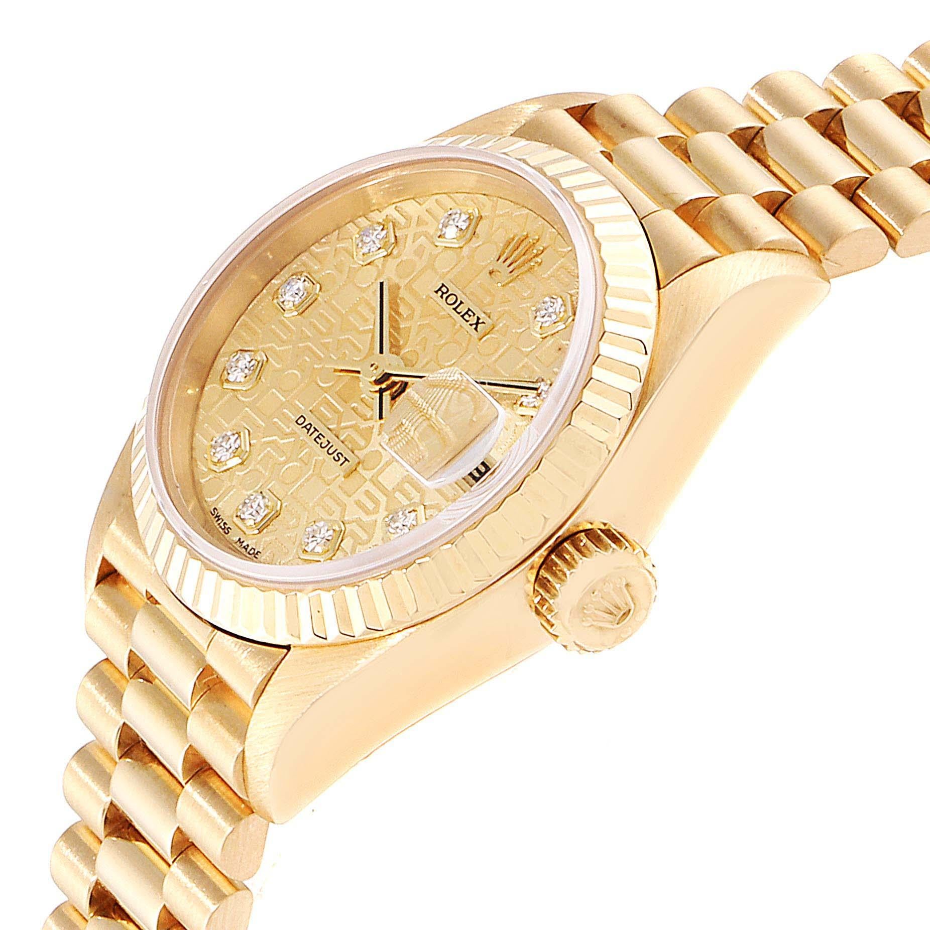 Rolex President Datejust Yellow Gold Diamond Dial Ladies Watch 79178 1