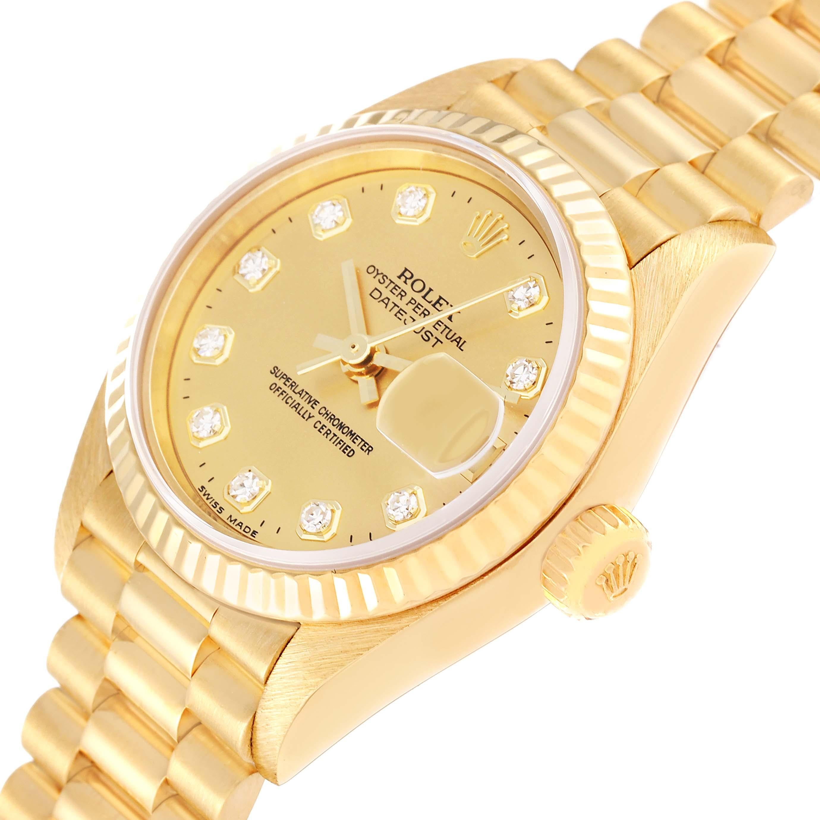 Rolex President Datejust Yellow Gold Diamond Dial Ladies Watch 79178 1