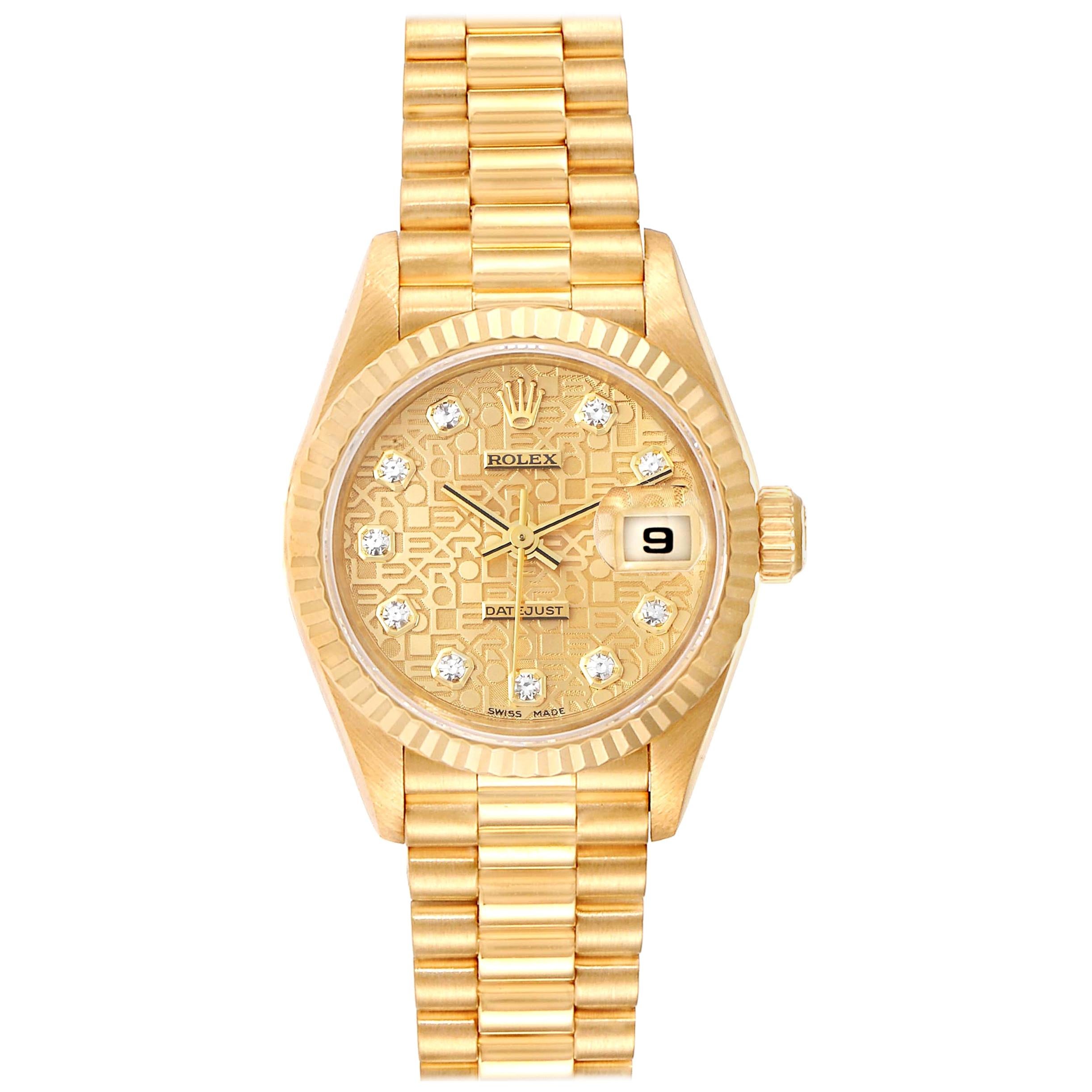 Rolex President Datejust Yellow Gold Diamond Dial Ladies Watch 79178