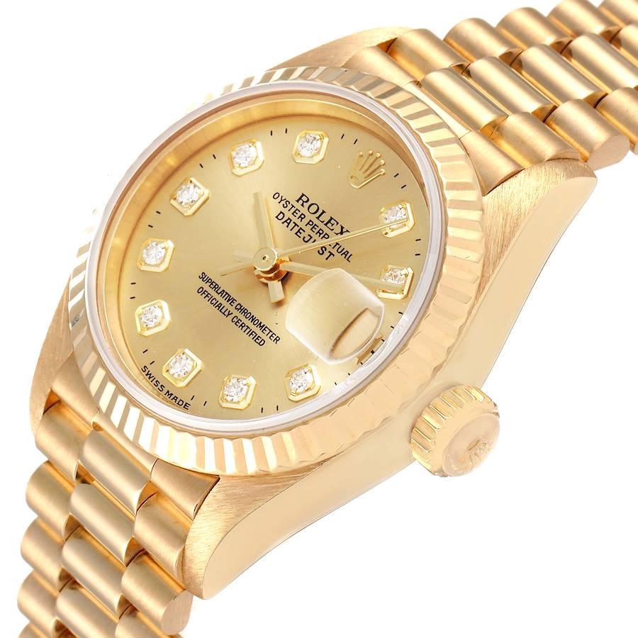 Rolex President Datejust Yellow Gold Diamond Dial Watch 69178 Box Papers For Sale 1