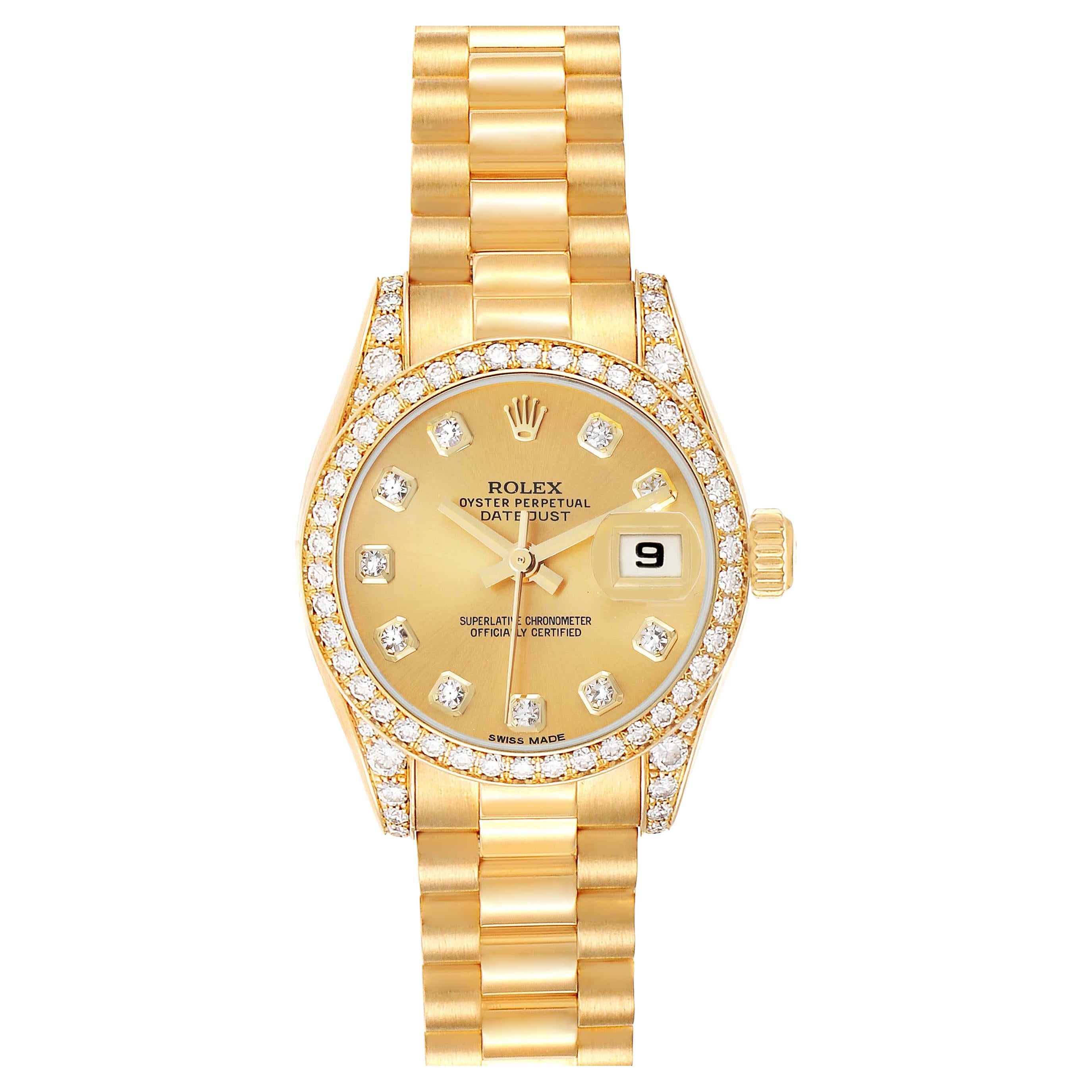 Rolex President Datejust Yellow Gold Diamond Ladies Watch 179158 Box Card