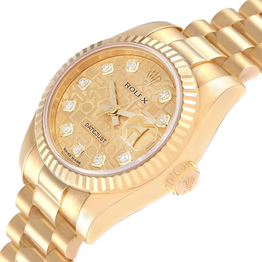 Rolex Montre President Datejust en or jaune et diamants, pour femmes 179178 en vente 1
