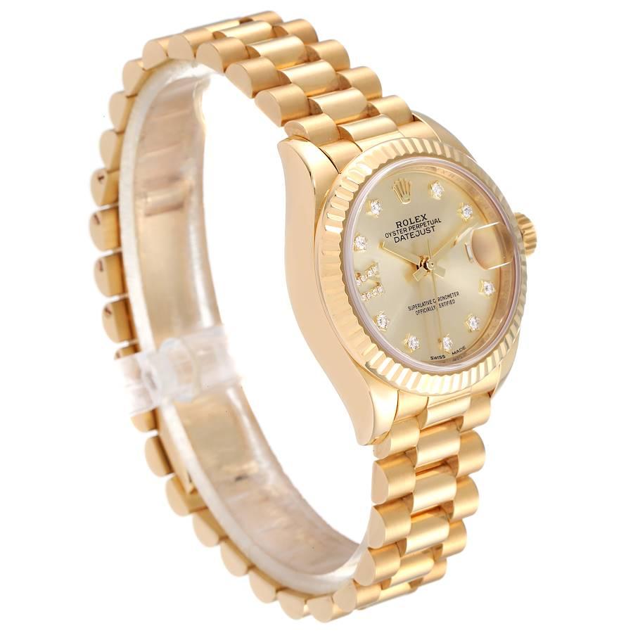 Rolex President Datejust Yellow Gold Diamond Ladies Watch 279178 Box Card In Excellent Condition For Sale In Atlanta, GA