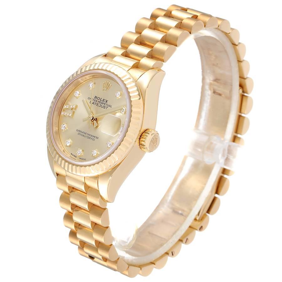 Women's Rolex President Datejust Yellow Gold Diamond Ladies Watch 279178 Box Card For Sale