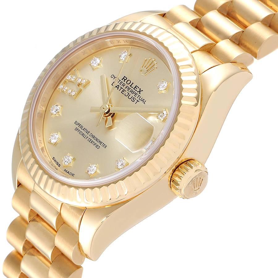 Rolex President Datejust Yellow Gold Diamond Ladies Watch 279178 Box Card For Sale 1