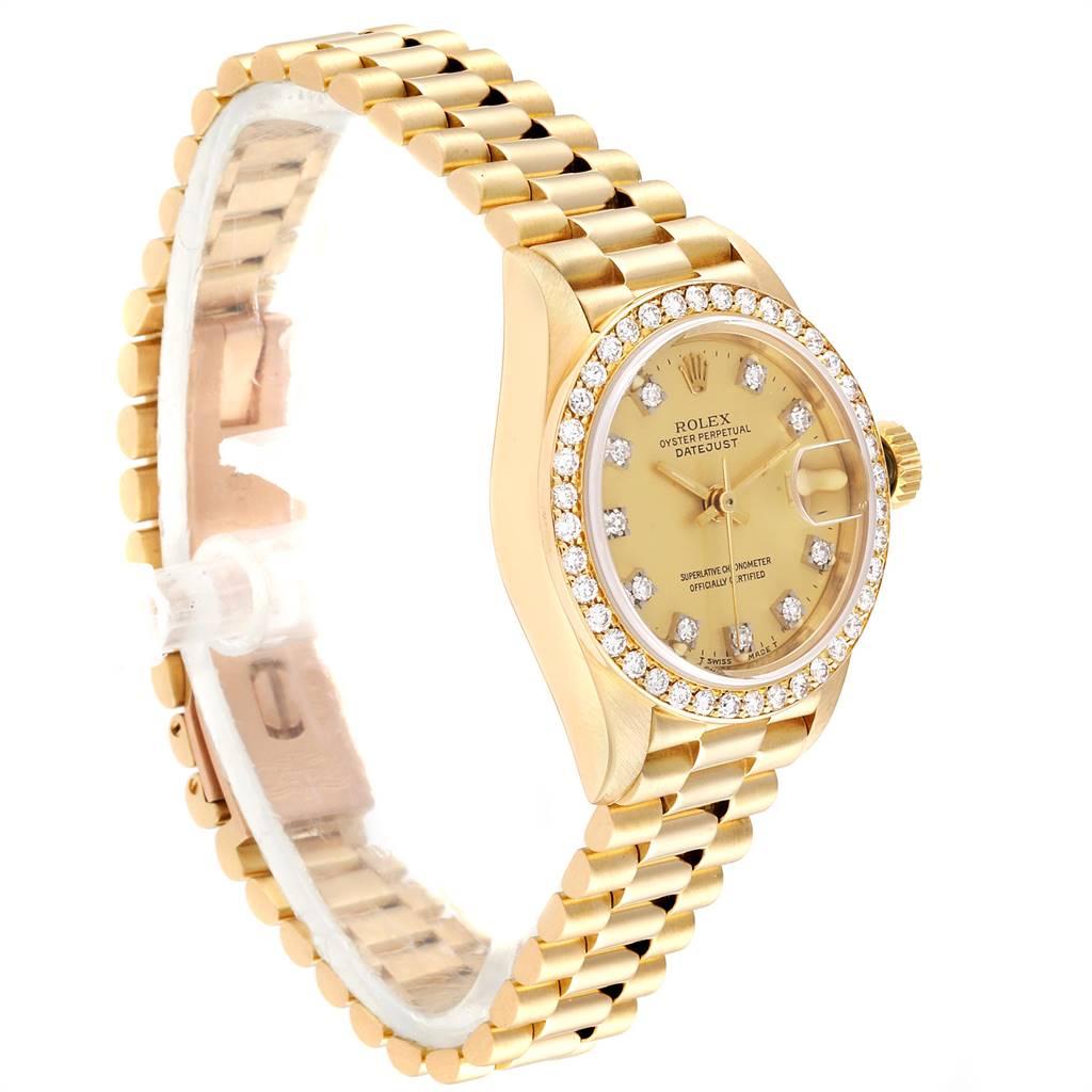 Rolex President Datejust Yellow Gold Diamond Ladies Watch 69138 Box Papers In Excellent Condition For Sale In Atlanta, GA