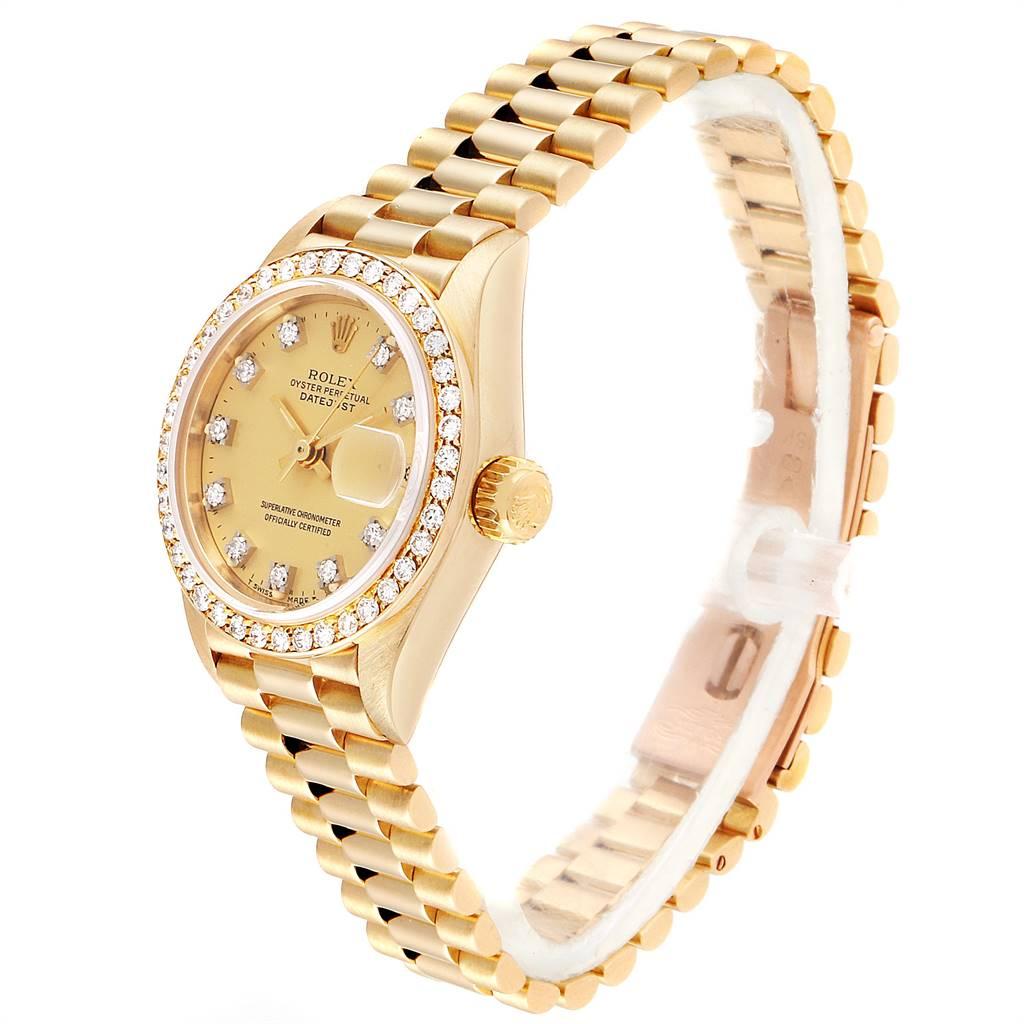 Women's Rolex President Datejust Yellow Gold Diamond Ladies Watch 69138 Box Papers For Sale