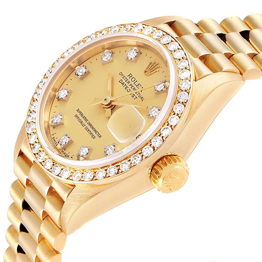 Rolex President Datejust Yellow Gold Diamond Ladies Watch 69138 Box Papers For Sale 1