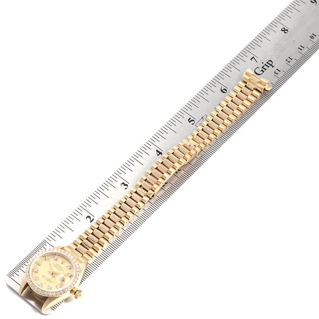 Rolex President Datejust Yellow Gold Diamond Ladies Watch 69138 Box Papers For Sale 5