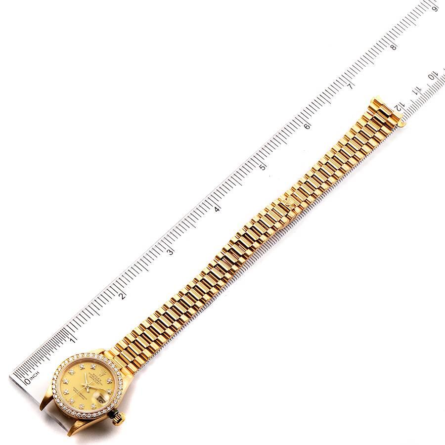 Rolex President Datejust Yellow Gold Diamond Ladies Watch 69138 For Sale 6