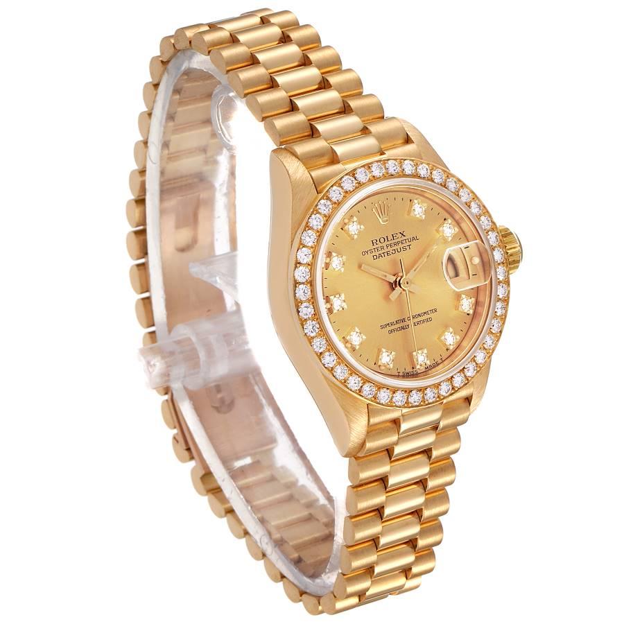 Rolex President Datejust Yellow Gold Diamond Ladies Watch 69138 In Excellent Condition In Atlanta, GA