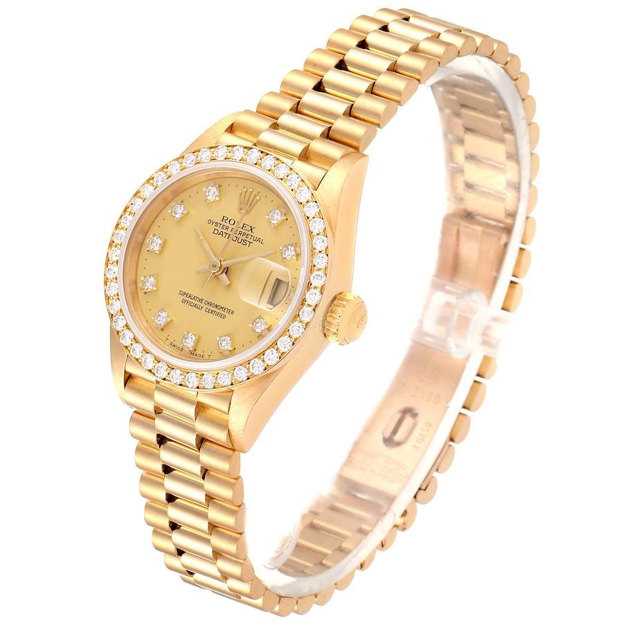 Women's Rolex President Datejust Yellow Gold Diamond Ladies Watch 69138 For Sale