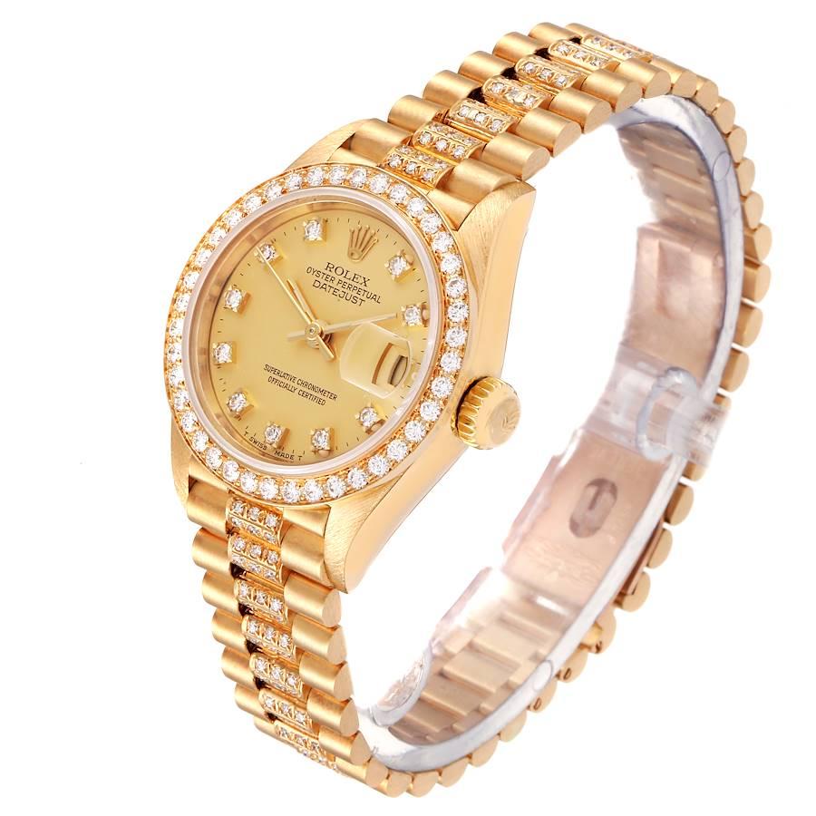 Women's Rolex President Datejust Yellow Gold Diamond Ladies Watch 69138 For Sale