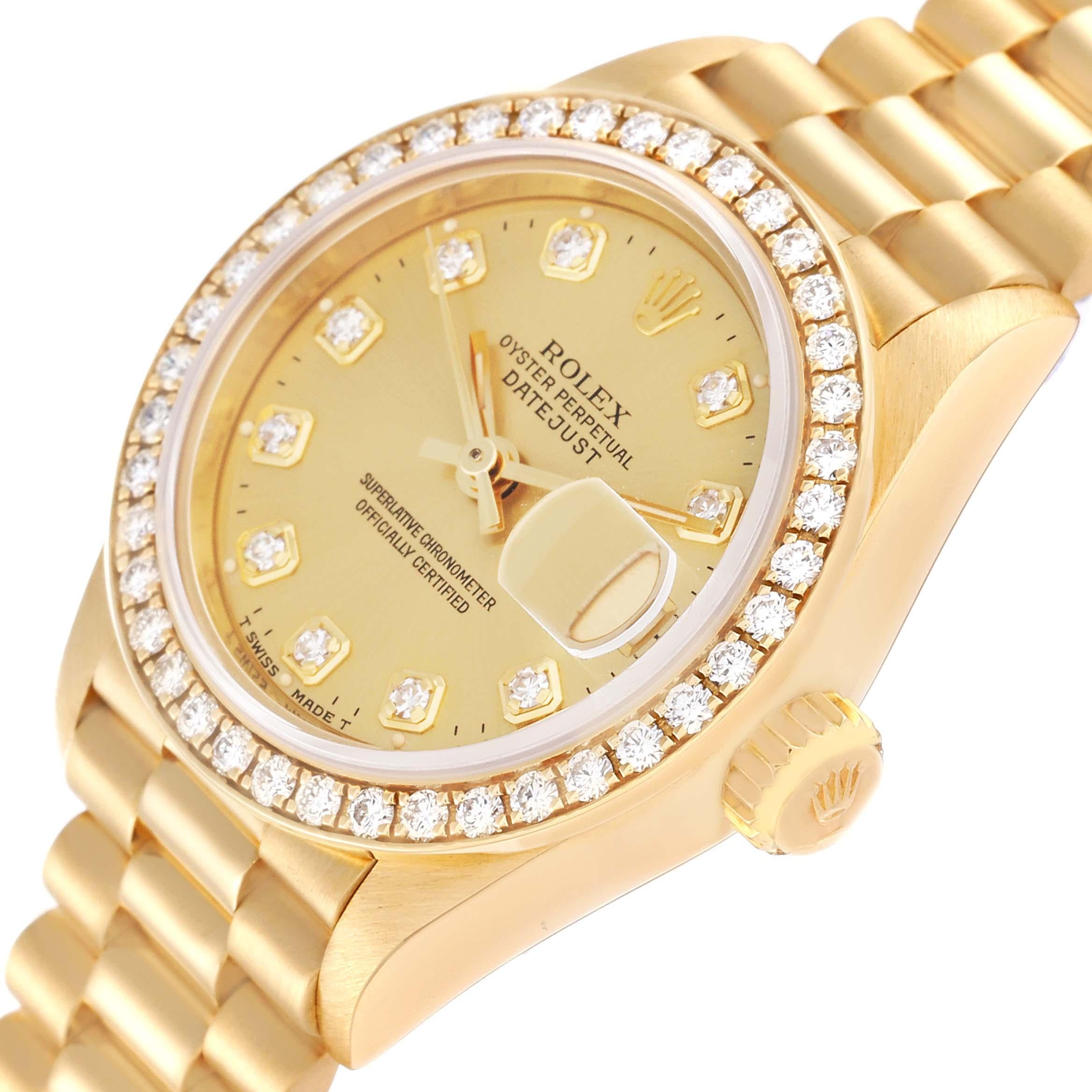 Rolex President Datejust Yellow Gold Diamond Ladies Watch 69138 1