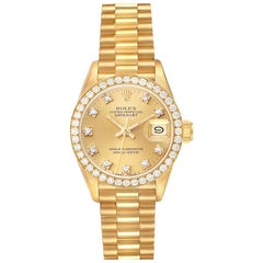 Rolex President Datejust Yellow Gold Diamond Ladies Watch 69138