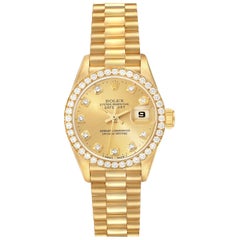 Rolex President Datejust Yellow Gold Diamond Ladies Watch 69138