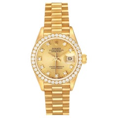 Rolex President Datejust Yellow Gold Diamond Ladies Watch 69138
