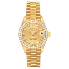 Rolex President Datejust Yellow Gold Diamond Ladies Watch 69138