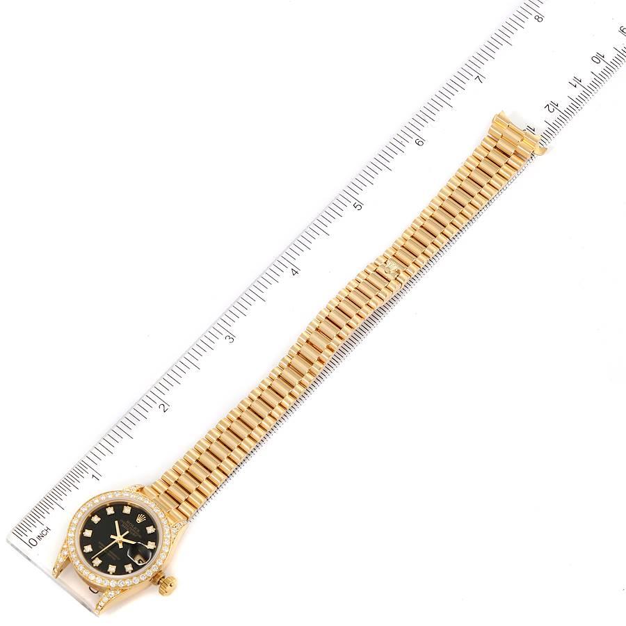 Rolex President Datejust Yellow Gold Diamond Ladies Watch 69158 Box Papers For Sale 6