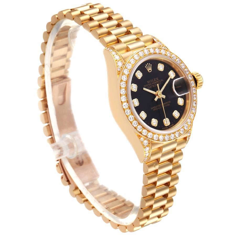 Rolex President Datejust Yellow Gold Diamond Ladies Watch 69158 Box Papers In Excellent Condition In Atlanta, GA