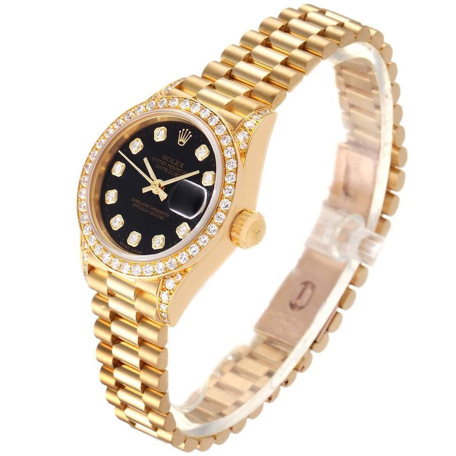 Women's Rolex President Datejust Yellow Gold Diamond Ladies Watch 69158 Box Papers