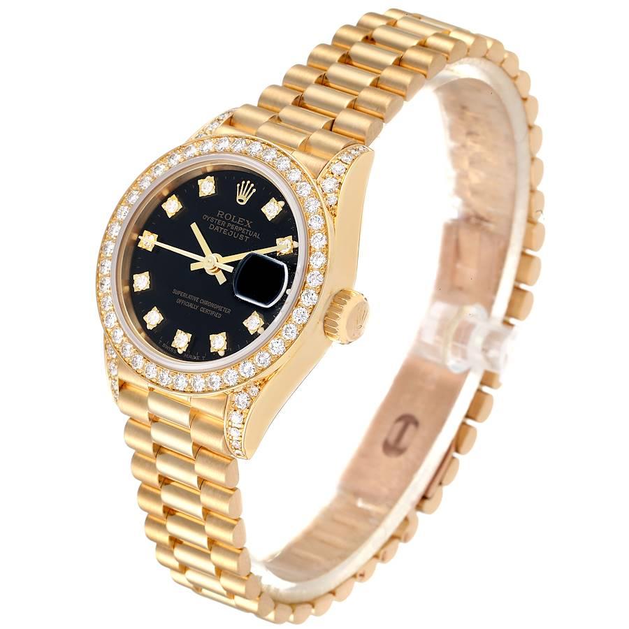 Women's Rolex President Datejust Yellow Gold Diamond Ladies Watch 69158 Box Papers For Sale
