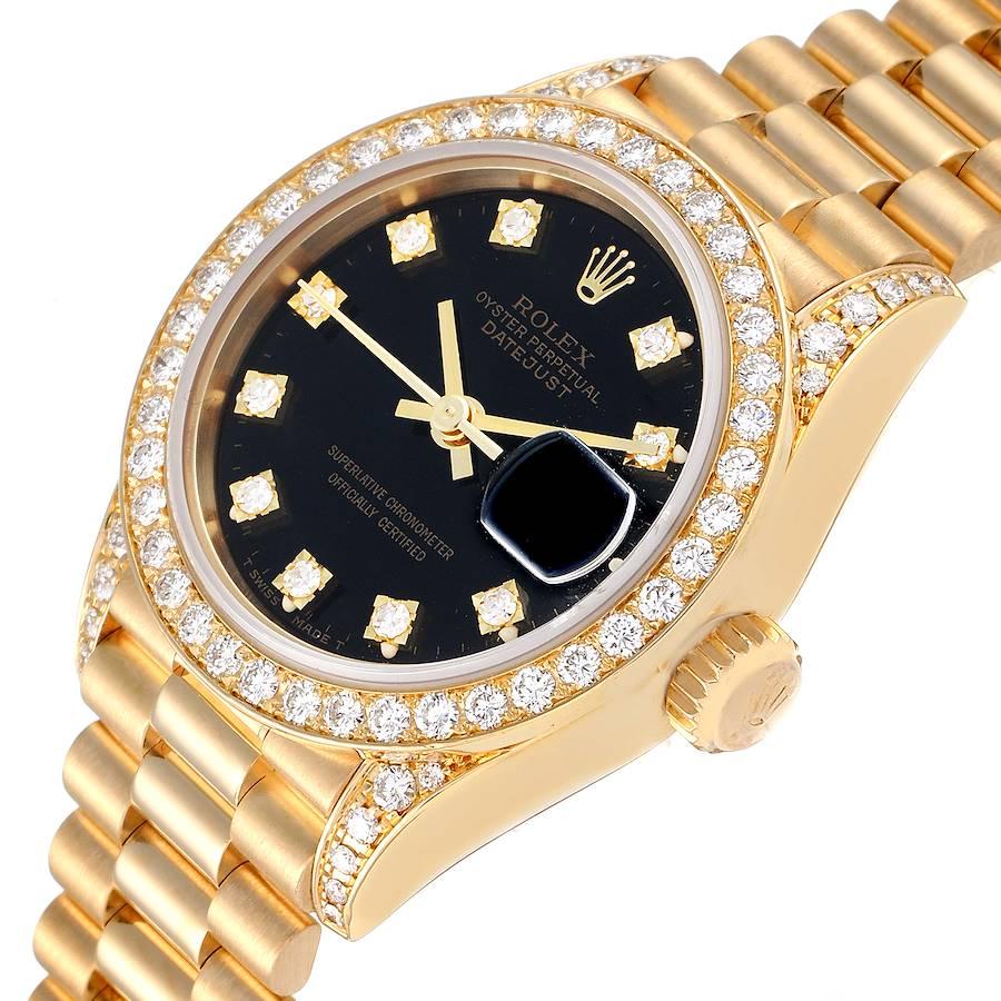 Rolex President Datejust Yellow Gold Diamond Ladies Watch 69158 Box Papers For Sale 1
