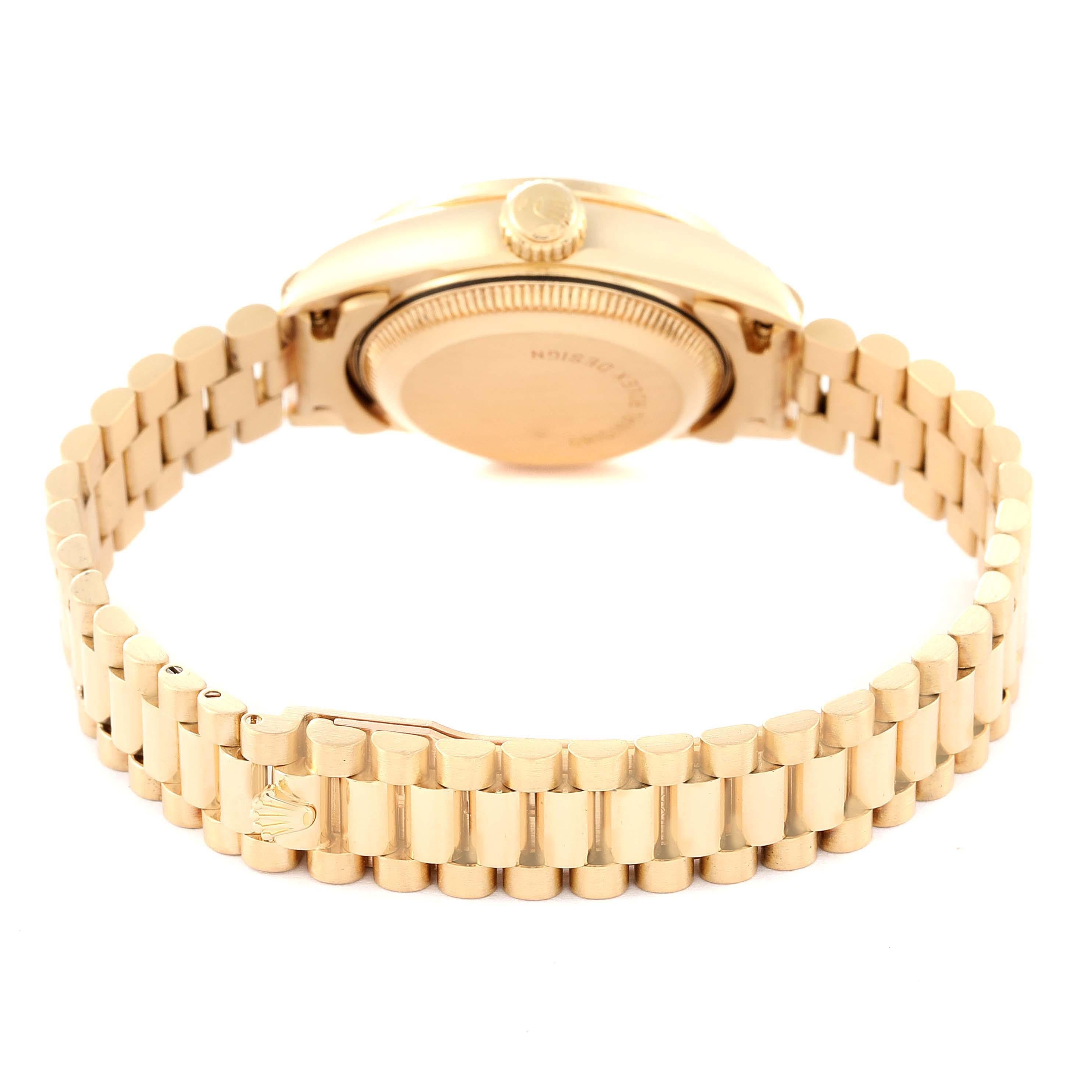 Women's Rolex President Datejust Yellow Gold Diamond Ladies Watch 69158 Box Papers