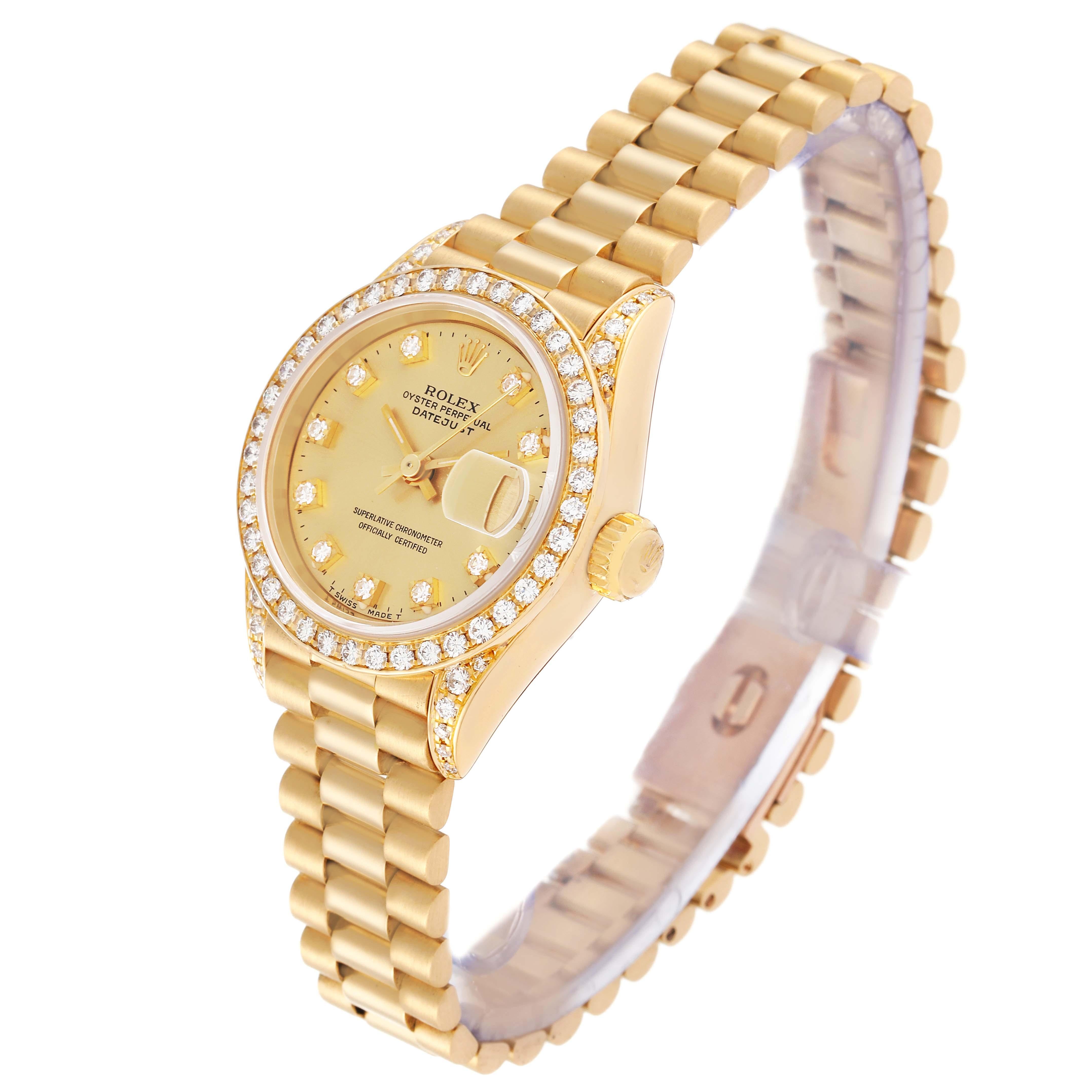 Rolex President Datejust Yellow Gold Diamond Ladies Watch 69158 Box Papers 2