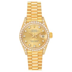 Vintage Rolex President Datejust Yellow Gold Diamond Ladies Watch 69158