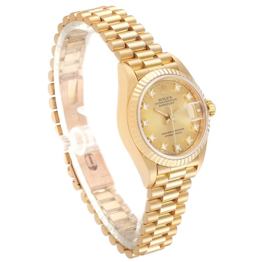 Rolex President Datejust Yellow Gold Diamond Ladies Watch 69178 Box In Good Condition In Atlanta, GA