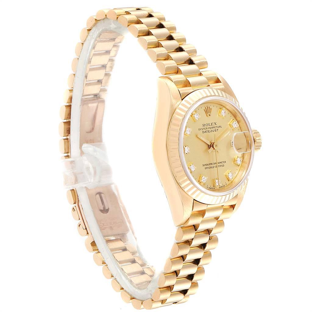 Rolex President Datejust Yellow Gold Diamond Ladies Watch 69178 In Good Condition For Sale In Atlanta, GA